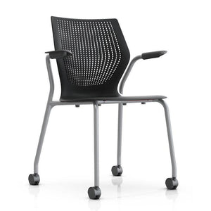MultiGeneration Stacking Chair - No Seat Pad task chair Knoll Fixed Arms + $40.00 Soft Casters for Hard Floors +$22.00 Onyx