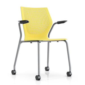 MultiGeneration Stacking Chair - No Seat Pad task chair Knoll Fixed Arms + $40.00 Soft Casters for Hard Floors +$22.00 Yellow