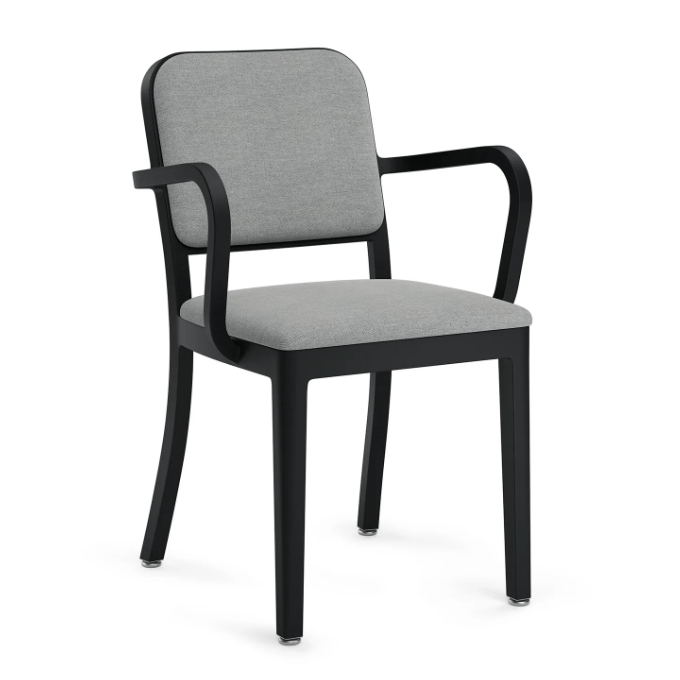 Emeco Navy Officer Armchair Armchair Emeco Black Powder Coated Kvadrat Hallingdal 116 Standard Soft Plastic (TPU) Glides +$20