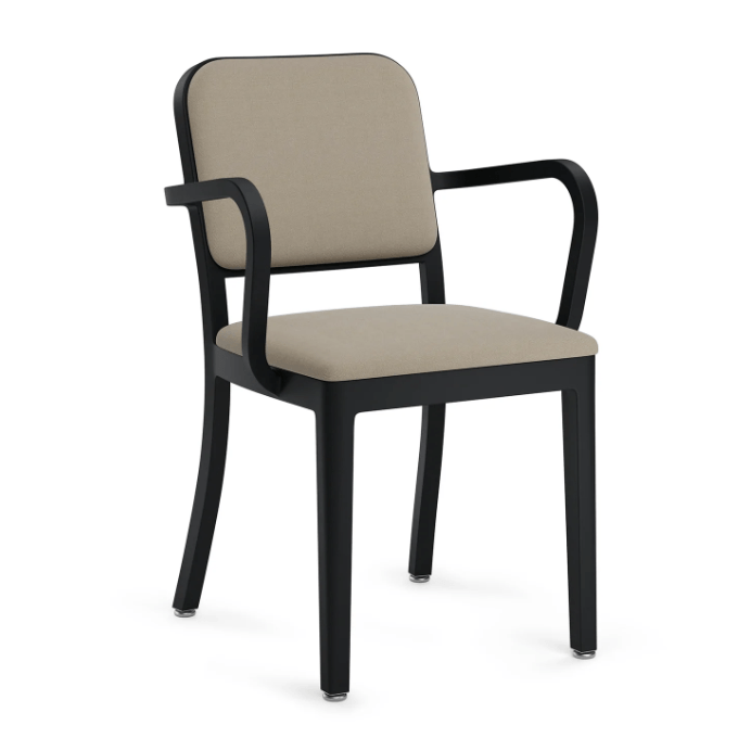 Emeco Navy Officer Armchair Armchair Emeco Black Powder Coated Kvadrat Hallingdal 200 Standard Soft Plastic (TPU) Glides +$20