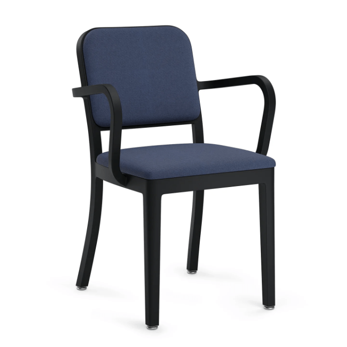 Emeco Navy Officer Armchair Armchair Emeco Black Powder Coated Kvadrat Reflect 694 Standard Soft Plastic (TPU) Glides +$20