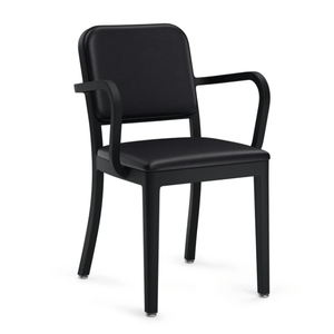 Emeco Navy Officer Armchair Armchair Emeco Black Powder Coated Leather Spinneybeck Volo Black Standard Soft Plastic (TPU) Glides +$20