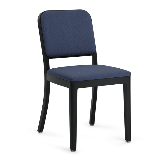 Emeco Navy Officer Side Chair Side/Dining Emeco Black Powder Coated Kvadrat Reflect 694 Standard Soft Plastic (TPU) Glides +$20