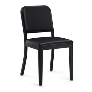 Emeco Navy Officer Side Chair Side/Dining Emeco Black Powder Coated Leather Spinneybeck Volo Black Standard Soft Plastic (TPU) Glides +$20