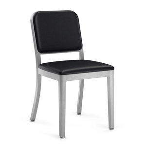 Emeco Navy Officer Side Chair Side/Dining Emeco Hand-brushed Leather Spinneybeck Volo Black Standard Soft Plastic (TPU) Glides +$20