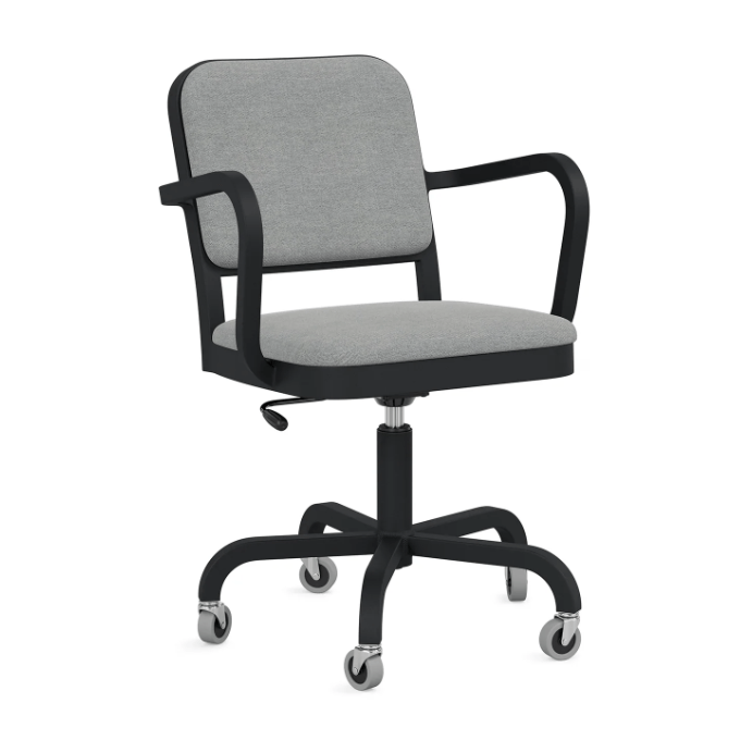 Emeco Navy Officer Swivel Armchair Office Chair Emeco Black Powder Coated Kvadrat Hallingdal 116 