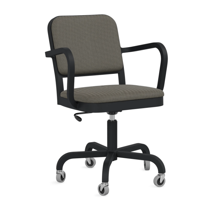 Emeco Navy Officer Swivel Armchair Office Chair Emeco Black Powder Coated Kvadrat Reflect 184 