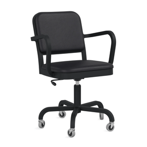 Emeco Navy Officer Swivel Armchair Office Chair Emeco Black Powder Coated Leather Spinneybeck Volo Black 