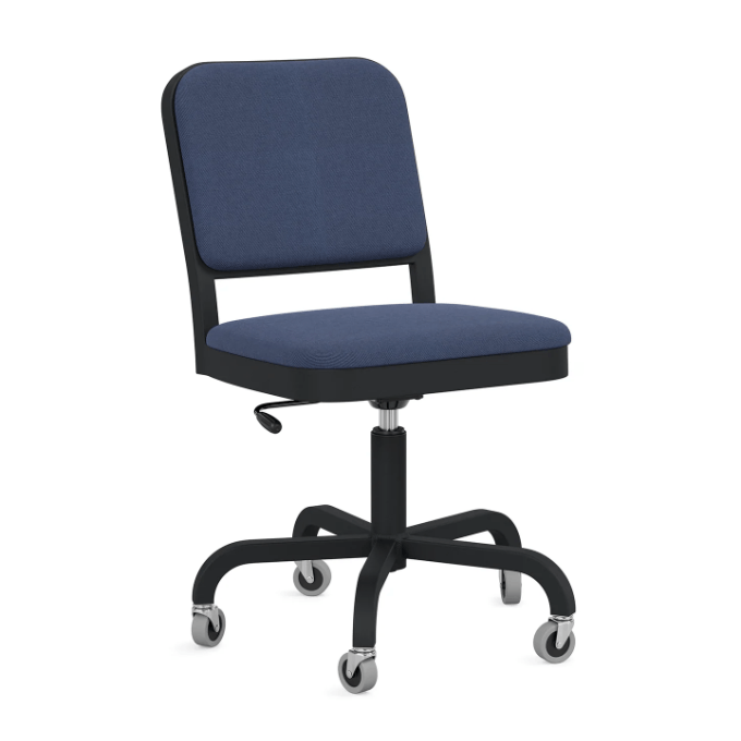 Emeco Navy Officer Swivel Chair Side/Dining Emeco Black Powder Coated Kvadrat Reflect 694 