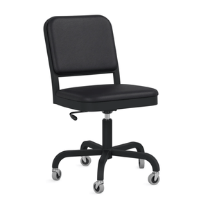 Emeco Navy Officer Swivel Chair Side/Dining Emeco Black Powder Coated Leather Spinneybeck Volo Black 