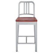 Emeco 1006 Navy Counter Stool With Wood Seat Side/Dining Emeco Brushed Cherry No Arms
