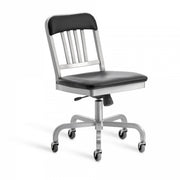 Navy Semi-Upholstered Swivel Side Chair task chair Emeco Brushed 
