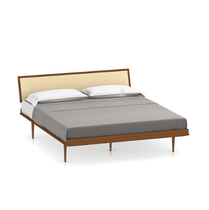 Nelson Thin Edge Bed - Wood Taper Legs Beds herman miller California King Size Natural Cane Headboard Walnut Frame & Legs Finish