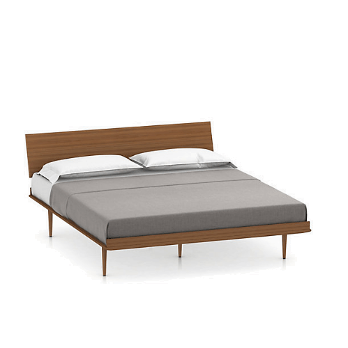 Nelson Thin Edge Bed - Wood Taper Legs Beds herman miller California King Size Veneer Headboard Walnut Frame & Legs Finish