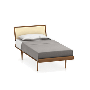 Nelson Thin Edge Bed - Wood Taper Legs Beds herman miller Twin Size Natural Cane Headboard Walnut Frame & Legs Finish
