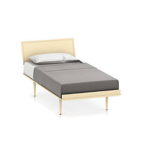 Nelson Thin Edge Bed - Wood Taper Legs Beds herman miller Twin Size Natural Cane Headboard White Ash Frame & Legs Finish