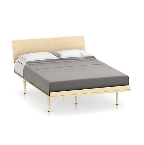 Nelson Thin Edge Bed - Wood Taper Legs Beds herman miller Full Size Veneer Headboard White Ash Frame & Legs Finish