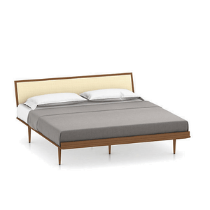 Nelson Thin Edge Bed - Wood Taper Legs Beds herman miller King Size Natural Cane Headboard Walnut Frame & Legs Finish