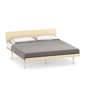 Nelson Thin Edge Bed - Wood Taper Legs Beds herman miller King Size Natural Cane Headboard White Ash Frame & Legs Finish