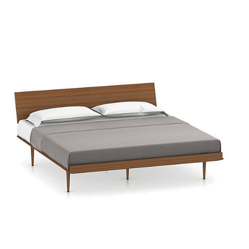 Nelson Thin Edge Bed - Wood Taper Legs Beds herman miller King Size Veneer Headboard Walnut Frame & Legs Finish