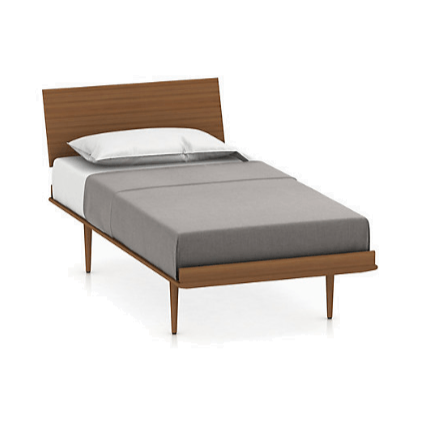 Nelson Thin Edge Bed - Wood Taper Legs Beds herman miller Twin Size Veneer Headboard Walnut Frame &amp; Legs Finish