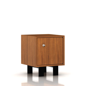 Nelson Basic Cabinet Small by Herman Miller side/end table herman miller Closed Cabinet, Right-Hinged Door Wood Leg, 5.5 High Light Brown Walnut Veneer