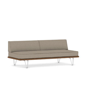 Nelson Daybed - Hairpin Legs Beds herman miller Daybed with Two Bolsters Walnut Frame Stone Medley Fabric
