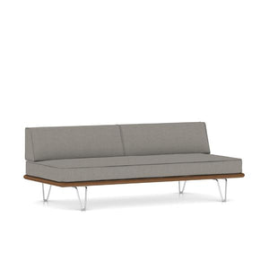 Nelson Daybed - Hairpin Legs Beds herman miller Daybed with Two Bolsters Walnut Frame Feather Grey Medley Fabric