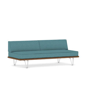 Nelson Daybed - Hairpin Legs Beds herman miller Daybed with Two Bolsters Walnut Frame Peacock Medley Fabric