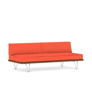Nelson Daybed - Hairpin Legs Beds herman miller Daybed with Two Bolsters Walnut Frame Papaya Medley Fabric