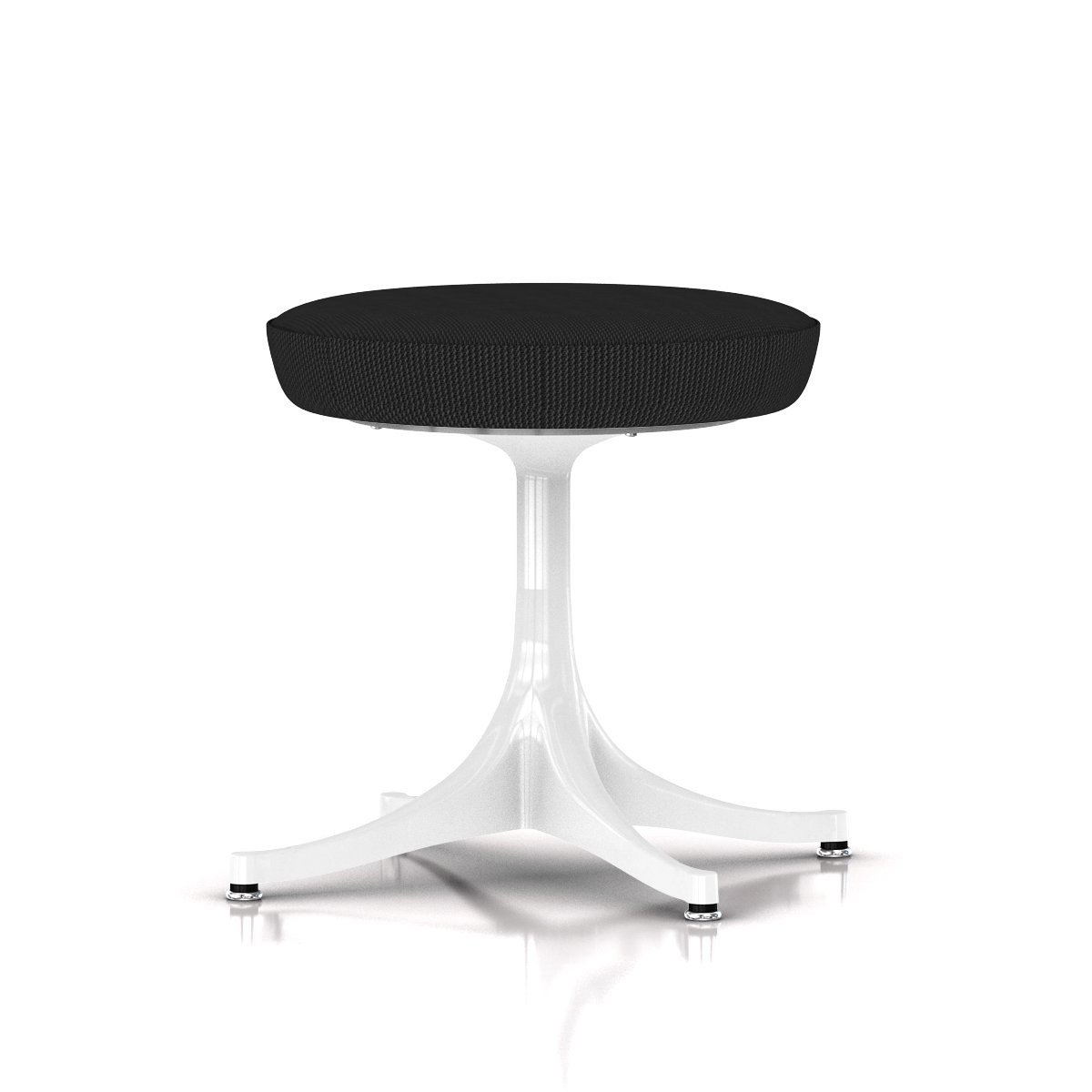 Nelson Pedestal Stool Stools herman miller Studio White Base Finish Black Gem Fabric 