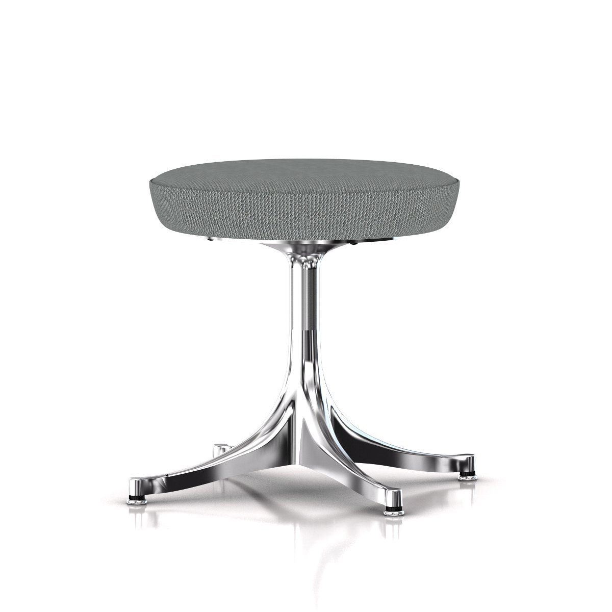 Nelson Pedestal Stool Stools herman miller Polished Aluminum Base Finish Slate Grey Gem Fabric 