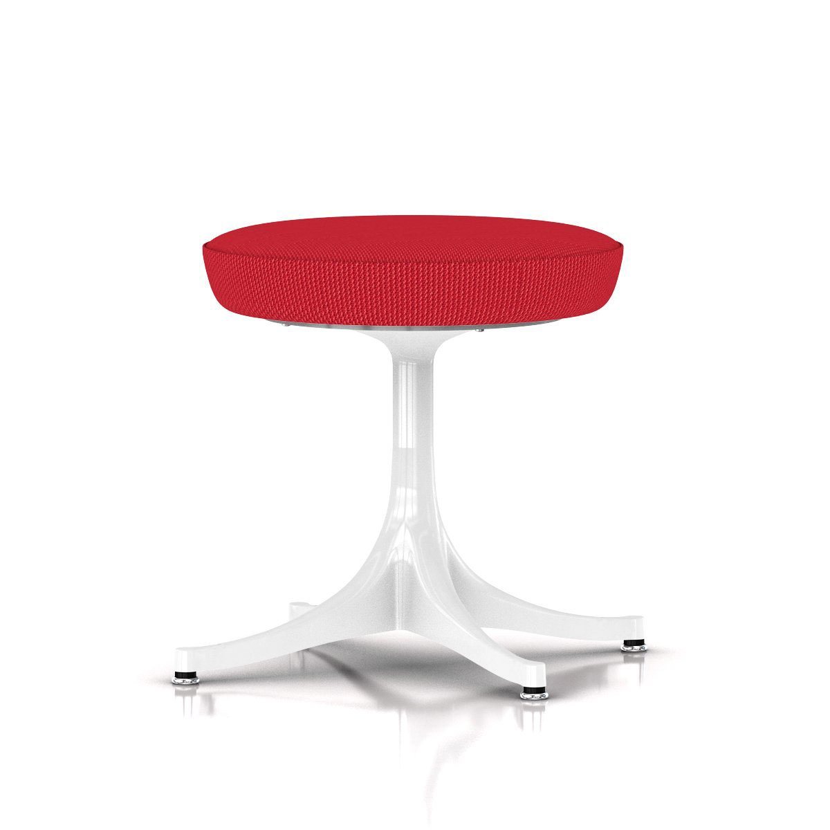 Nelson Pedestal Stool Stools herman miller Studio White Base Finish Red Gem Fabric 