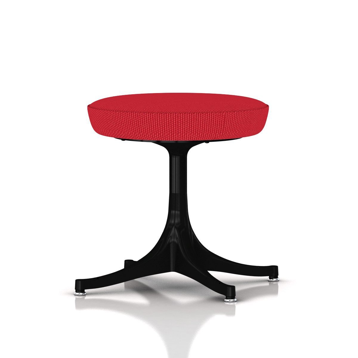 Nelson Pedestal Stool Stools herman miller Black Base Finish Red Gem Fabric 