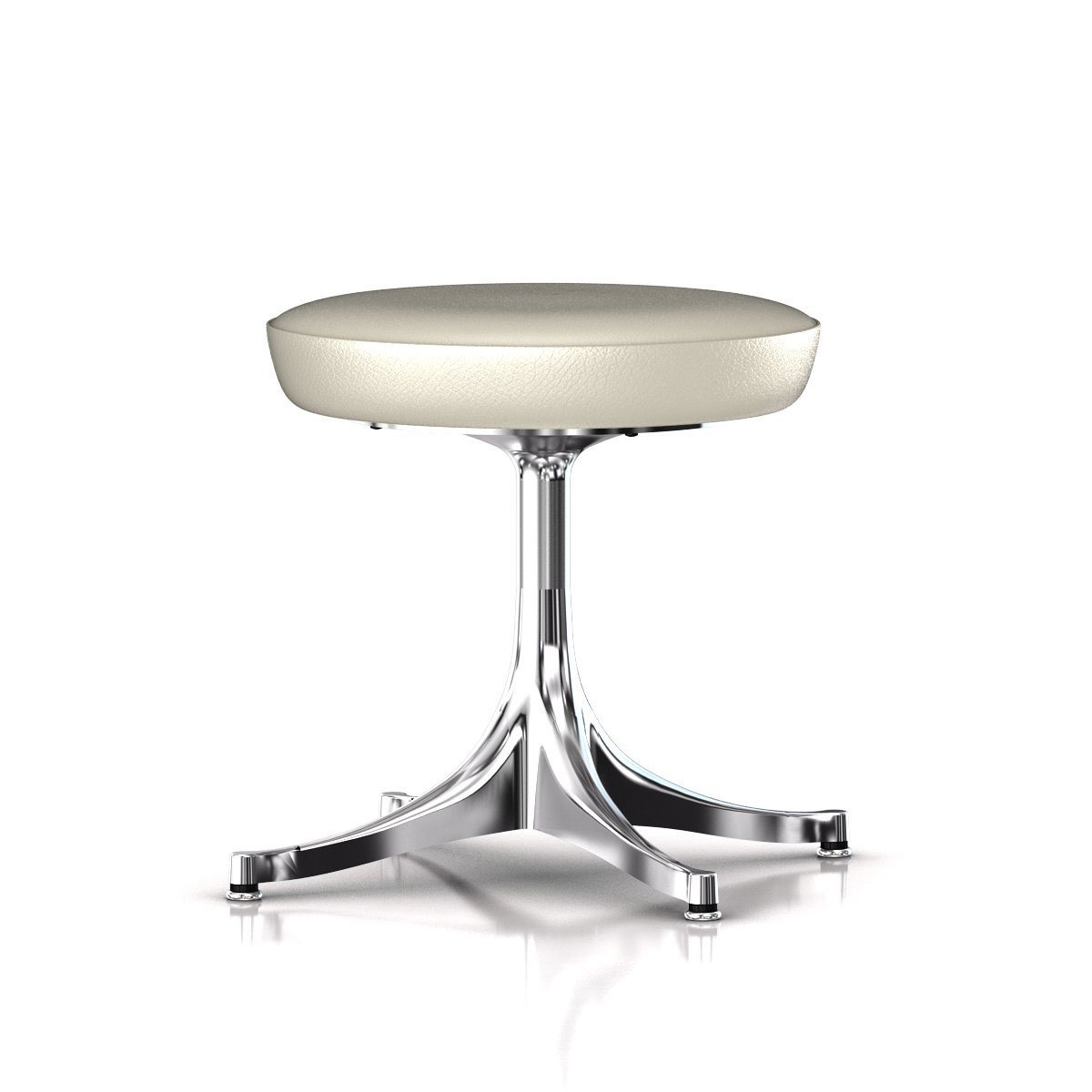 Nelson Pedestal Stool Stools herman miller Polished Aluminum Base Finish Ivory MCL Leather - Add $319.00 