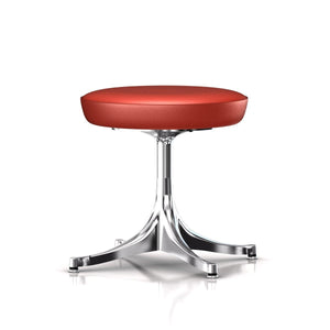 Nelson Pedestal Stool Stools herman miller Polished Aluminum Base Finish Red MCL Leather - Add $319.00 