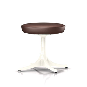 Nelson Pedestal Stool Stools herman miller White Base Finish Brown MCL Leather - Add $319.00 