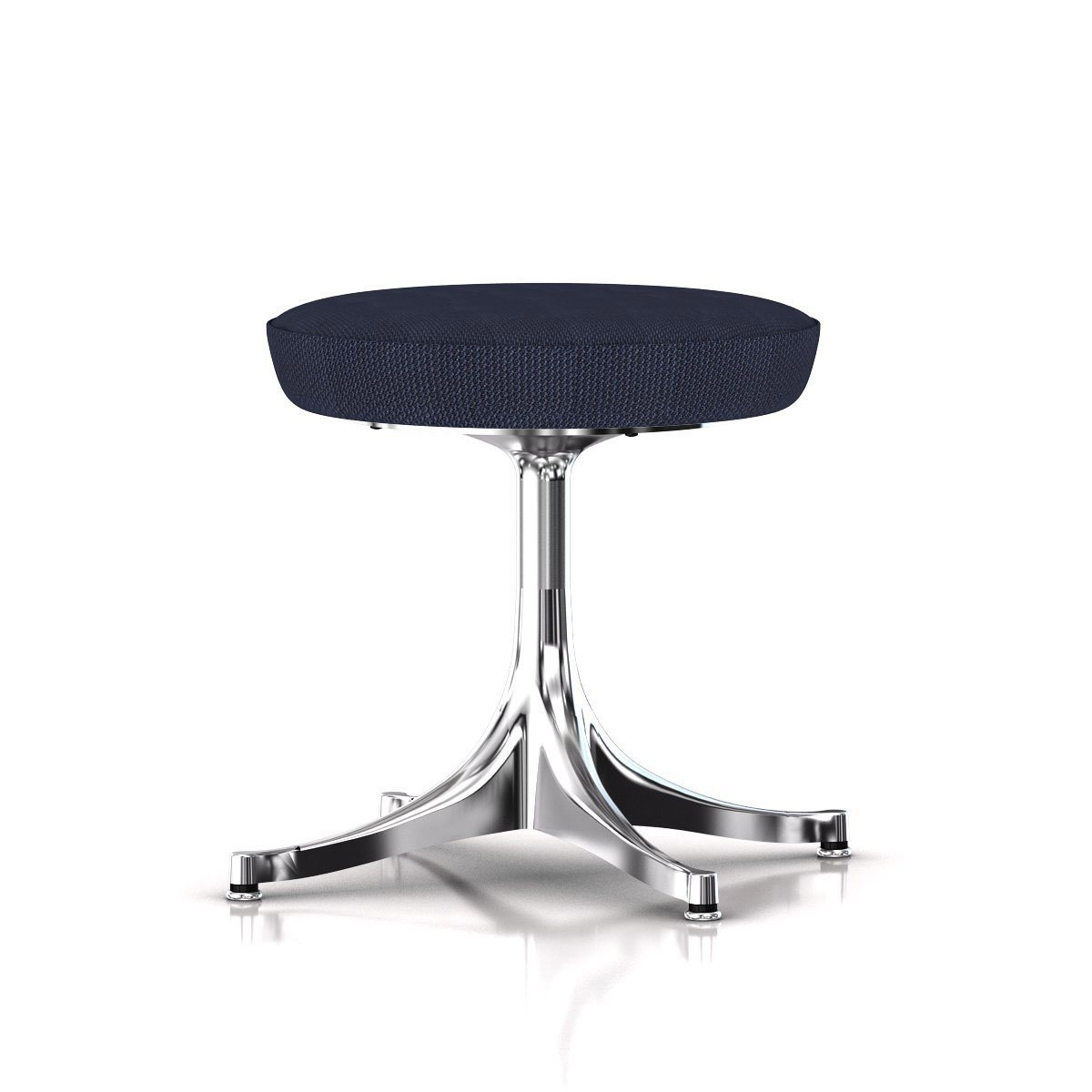 Nelson Pedestal Stool Stools herman miller Polished Aluminum Base Finish Twilight Gem Fabric 