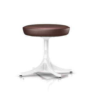 Nelson Pedestal Stool Stools herman miller Studio White Base Finish Brown MCL Leather - Add $319.00 