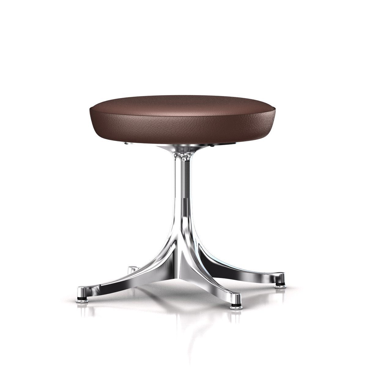 Nelson Pedestal Stool Stools herman miller Polished Aluminum Base Finish Brown MCL Leather - Add $319.00 