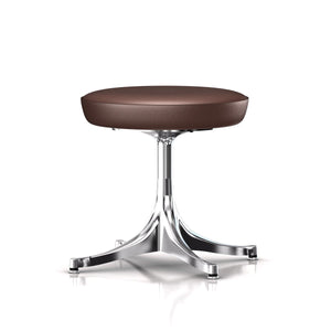 Nelson Pedestal Stool Stools herman miller Polished Aluminum Base Finish Brown MCL Leather - Add $319.00 