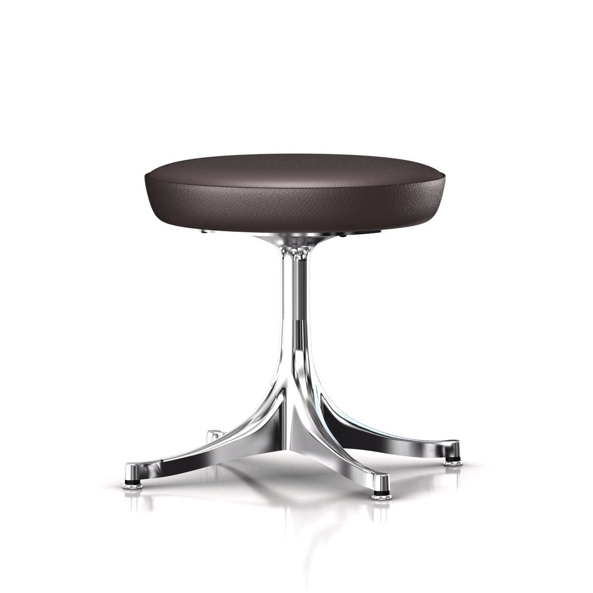 Nelson Pedestal Stool Stools herman miller Polished Aluminum Base Finish Espresso MCL Leather - Add $319.00 