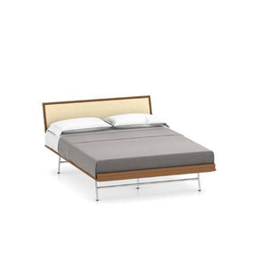 Nelson Thin Edge Bed - H Frame Legs Beds herman miller Queen Size Natural Cane Headboard Walnut Frame