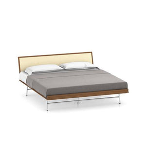 Nelson Thin Edge Bed - H Frame Legs Beds herman miller King Size Natural Cane Headboard Walnut Frame
