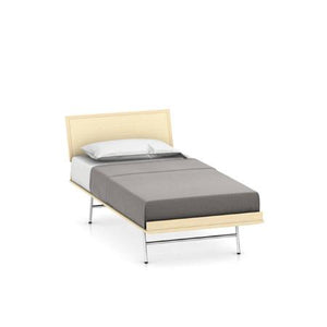 Nelson Thin Edge Bed - H Frame Legs Beds herman miller Twin Size Natural Cane Headboard White Ash Frame Finish