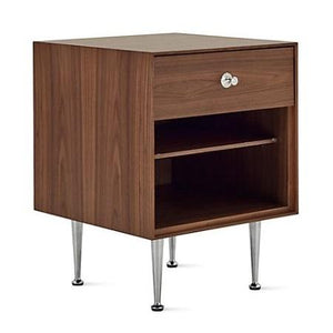 Nelson Thin Edge Bedside Table side table herman miller Silver Aluminum Alloy Pulls Walnut Matching Finished Back