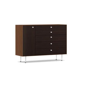 Nelson Thin Edge Chest Cabinet storage herman miller Door on Left Silver Aluminum Alloy Pulls Walnut/Dark Brown Walnut Combo - Matching Finished Back +$516.80