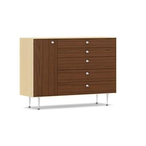 Nelson Thin Edge Chest Cabinet storage herman miller Door on Left Silver Aluminum Alloy Pulls White Ash/Walnut Combo - Matching Finished Back +$516.80