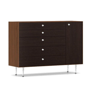 Nelson Thin Edge Chest Cabinet storage herman miller Door on Right Silver Aluminum Alloy Pulls Walnut/Dark Brown Walnut Combo - Matching Finished Back +$516.80
