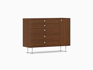 Nelson Thin Edge Chest Cabinet storage herman miller Door on Right Silver Aluminum Alloy Pulls Walnut - Matching Finished Back +$211.65